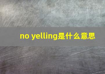 no yelling是什么意思